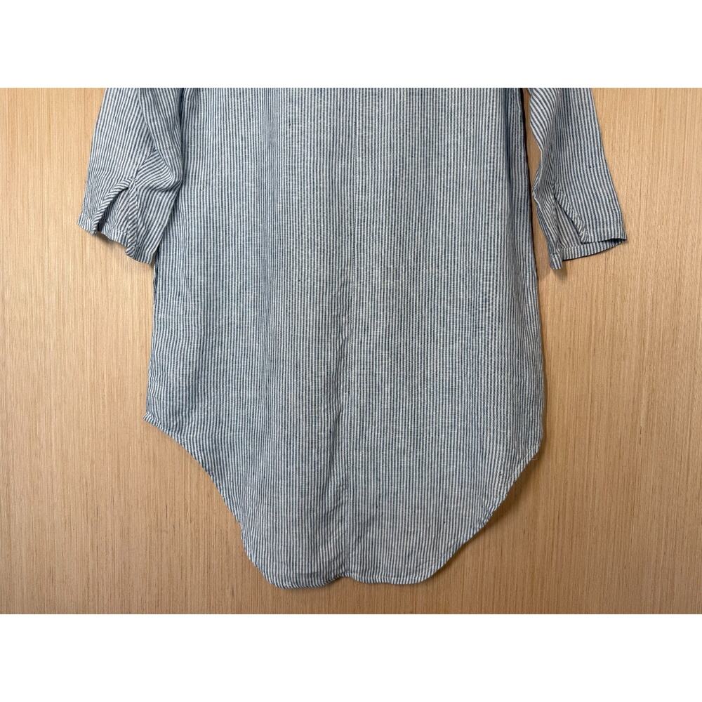 Soft Surroundings 100% Linen Getaway Striped Tunic Top Sz Small Pockets Coastal - Picture 7 of 11